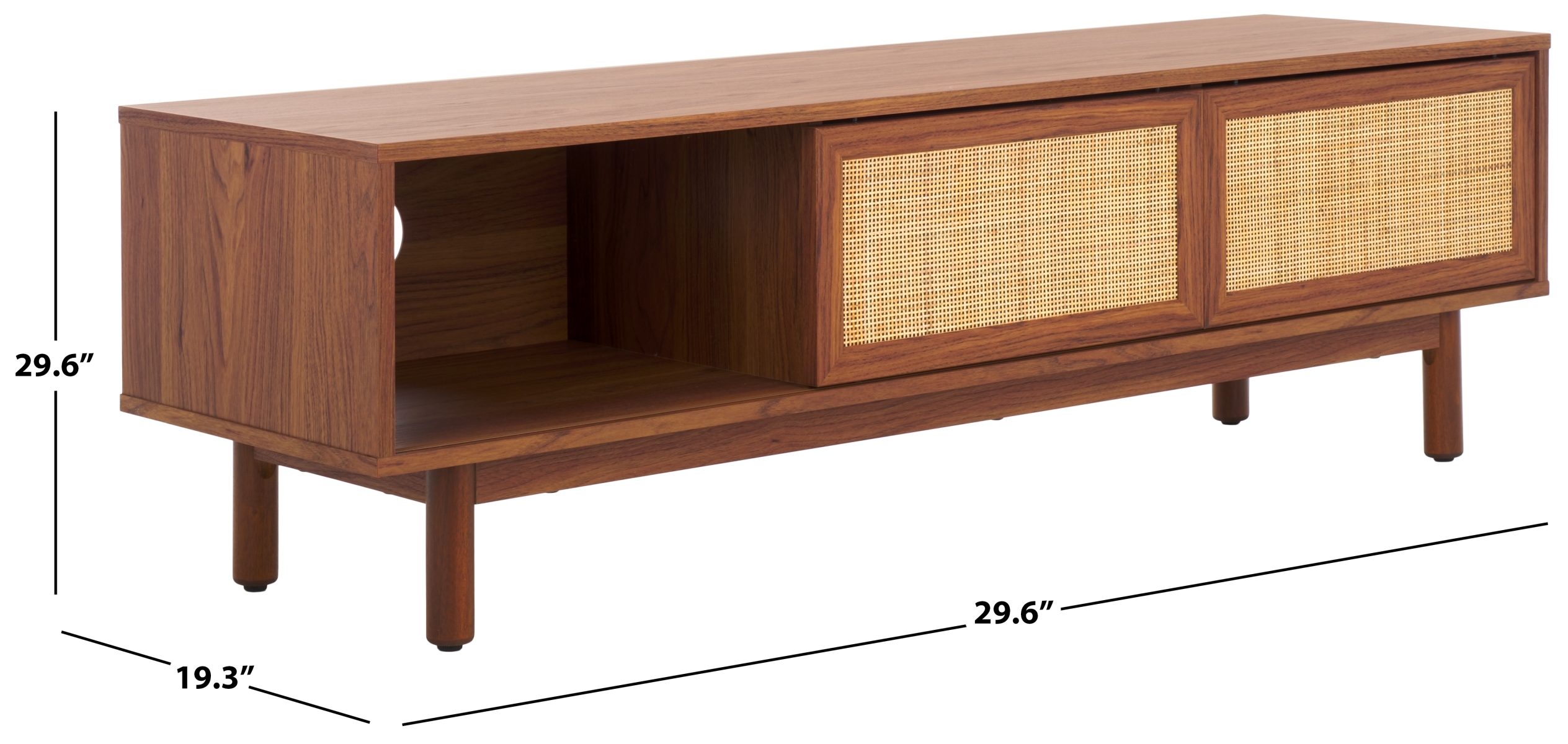 Aino 2 Door Media Stand - Walnut / Natural - Safavieh - Image 9