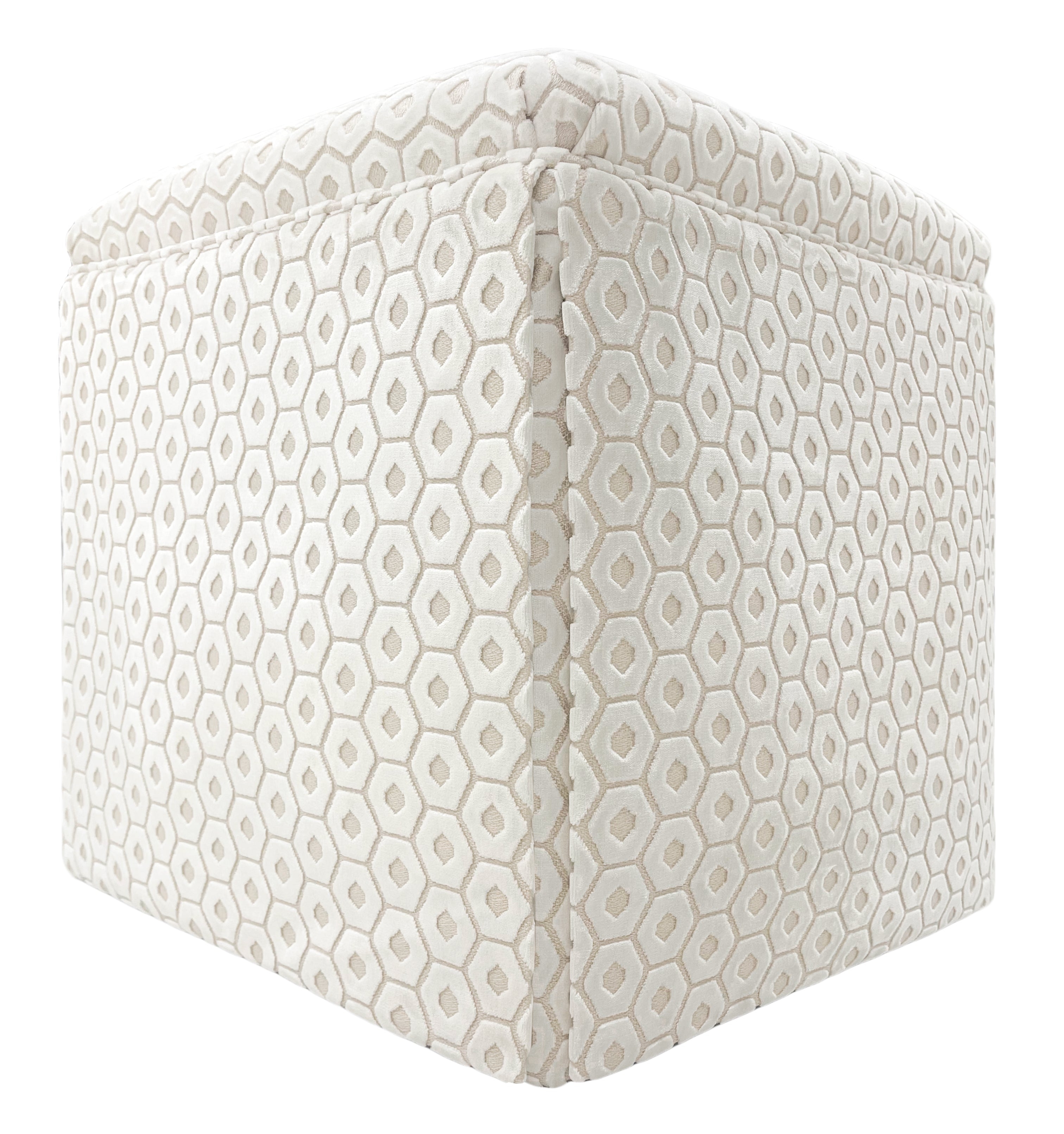 THE SKIRTED OTTOMAN :: PALOMA CUT VELVET  // ALABASTER - BY THE YARD - Image 1