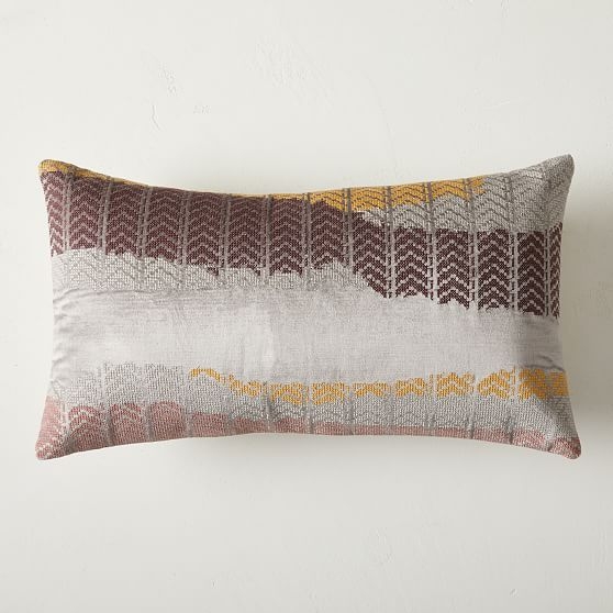 Embroidered Panorama Pillow Cover, 12"x21", Driftwood, Set of 2 - Image 0
