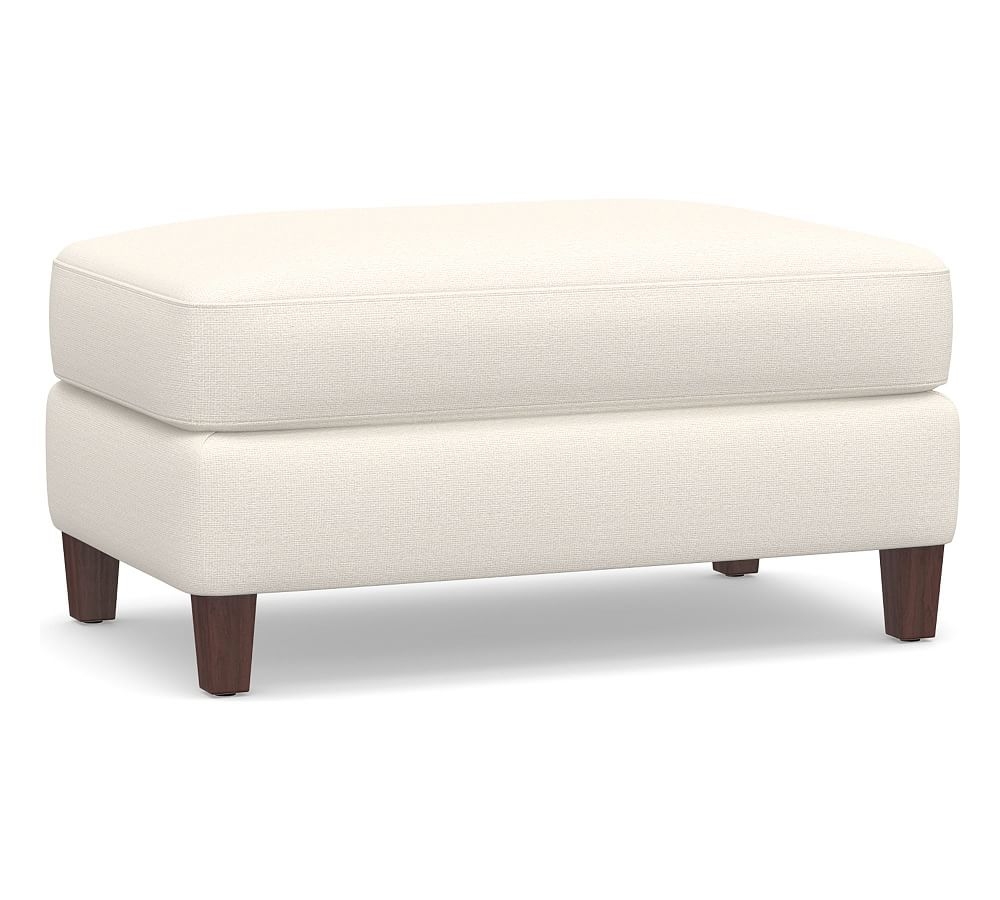 SoMa Ember Upholstered Ottoman, Polyester Wrapped Cushions, Performance Chateau Basketweave Ivory - Image 0