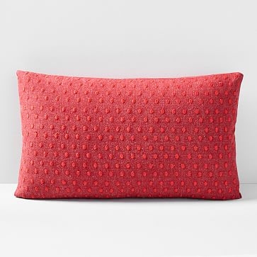 Embroidered Dot Pillow Cover, 12"x21", City Red - Image 0