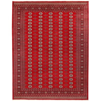One-of-a-Kind Davyon Hand-Knotted New Age Bokhara Red 9'2" x 11'11" Wool Area Rug - Image 0
