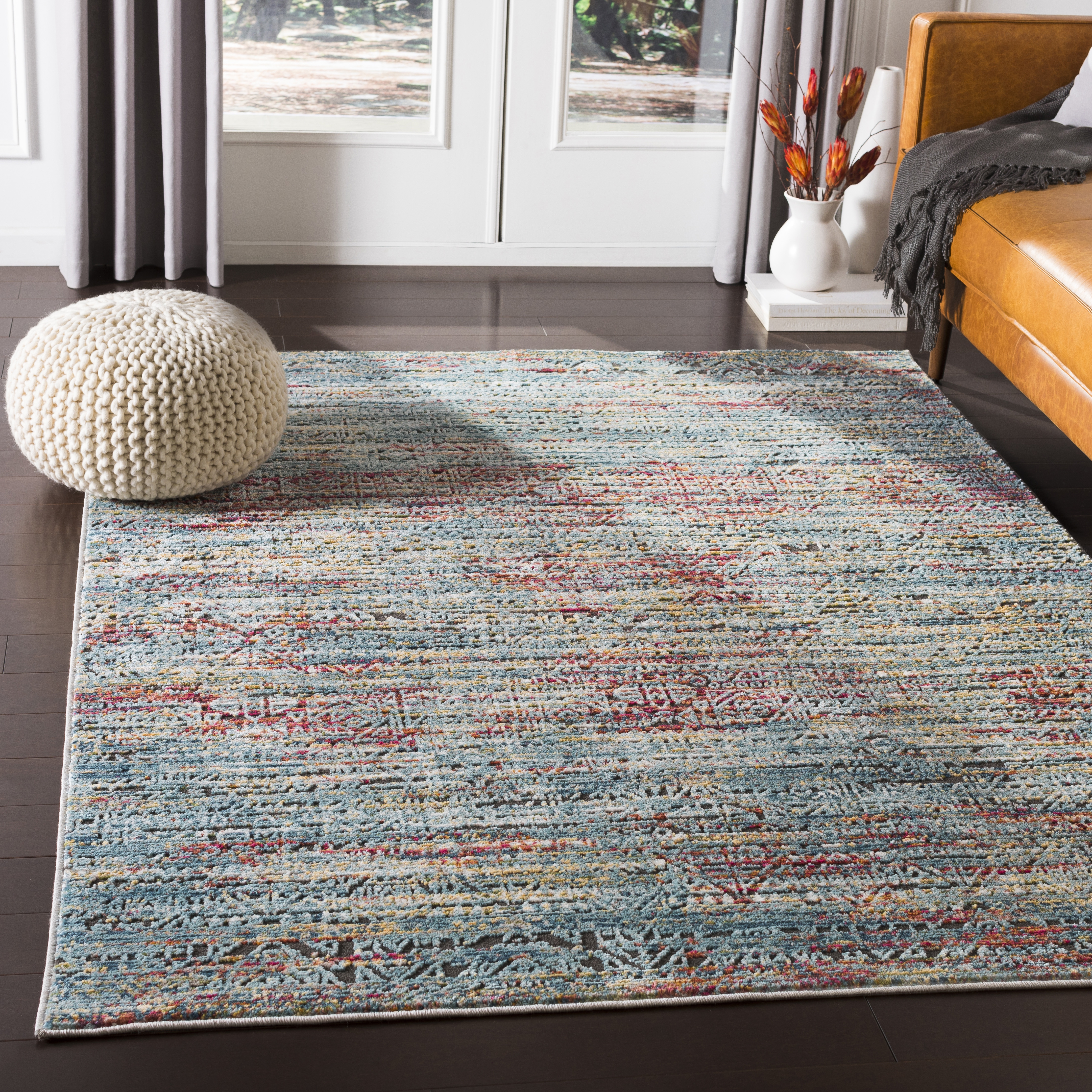 Herati Blue Indoor 2' x 2'11" Machine Woven Rug - Image 1