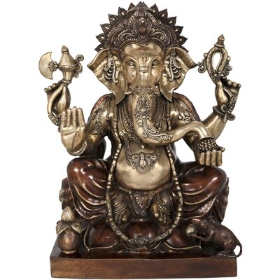 Large Size Blessing Ganesha In Dual-Tone Seated On Lotus - Image 0