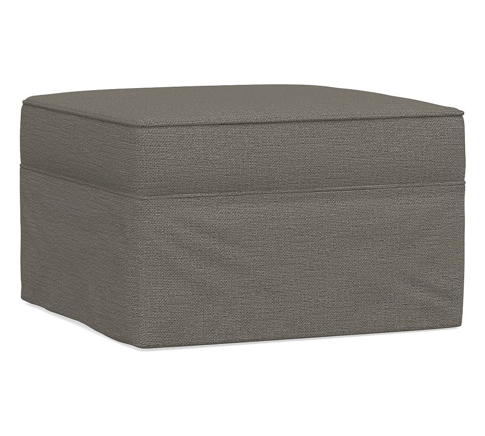 Pearce Roll Arm Slipcovered Sectional Ottoman, Polyester Wrapped Cushions, Chunky Basketweave Metal - Image 0