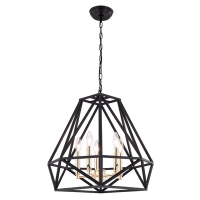 Destin 5 - Light Unique Geometric Chandelier with Wrought Iron Accents - Image 0
