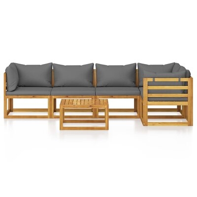 Latitude Run® 6 Piece Garden Lounge Set With Cushion Cream Solid Acacia Wood - Image 0