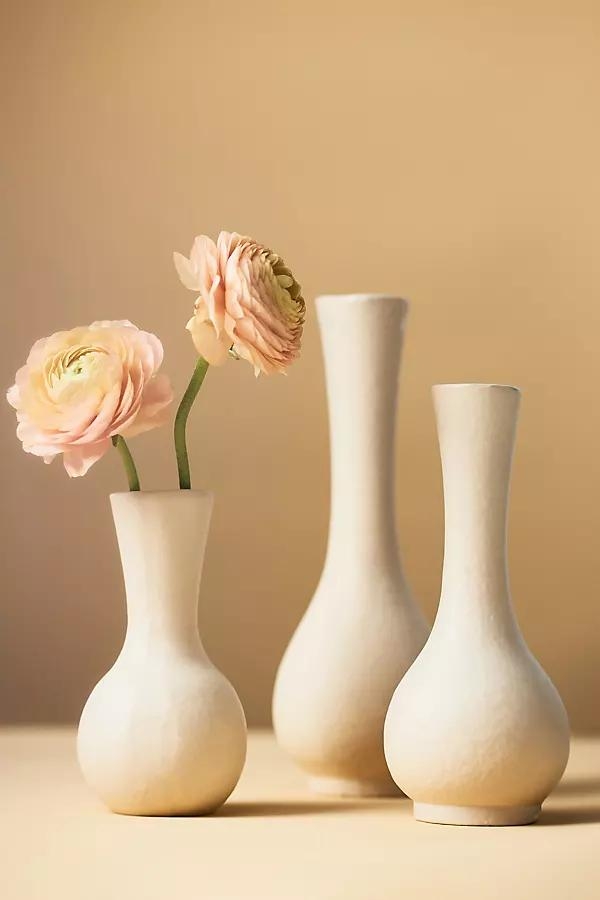 Sculptural Off-White Matte Metal Bud Vase - Image 0