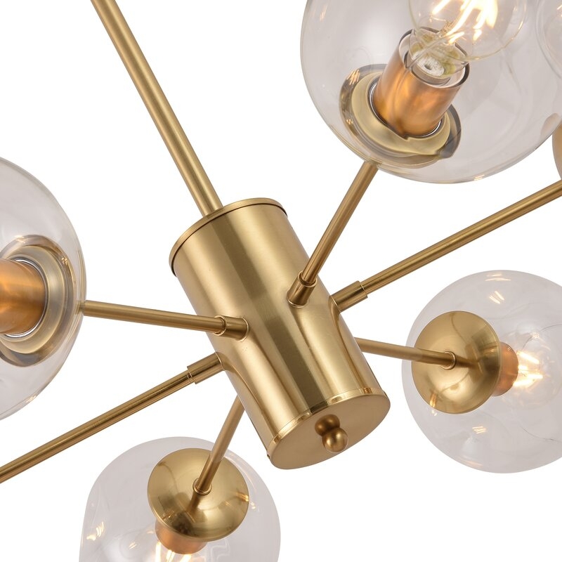 Gold Kye 6-Light Sputnik Modern Linear Chandelier, Gold - Image 5