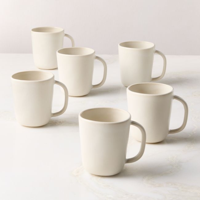 Selene Ivory Stoneware Mugs Set of 6 - Image 0