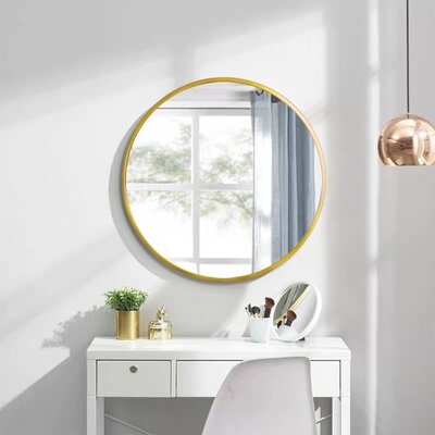 28" Wall Circle Mirror Large Round Gold Farmhouse Circular Mirror For Wall Decor Big Bathroom Make Up Vanity Mirror Entryway Mirror - Image 0