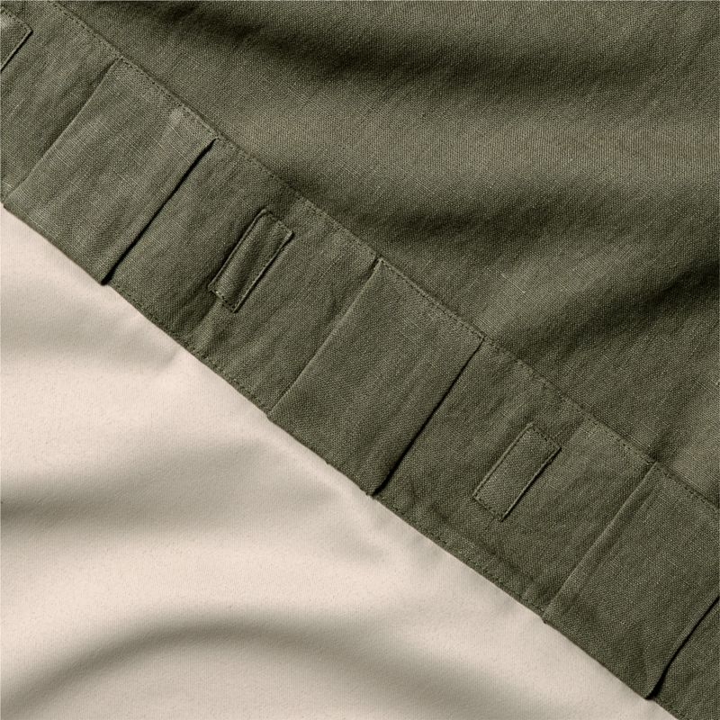Olive Green EUROPEAN FLAX™-Certified Linen Blackout Window Curtain Panel 48"x84" - Image 4