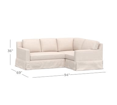 York Square Arm Slipcovered Right Arm 3-Piece Corner Sectional with Bench Cushion, Down Blend Wrapped Cushions, Classic Basketweave Linen - Image 1