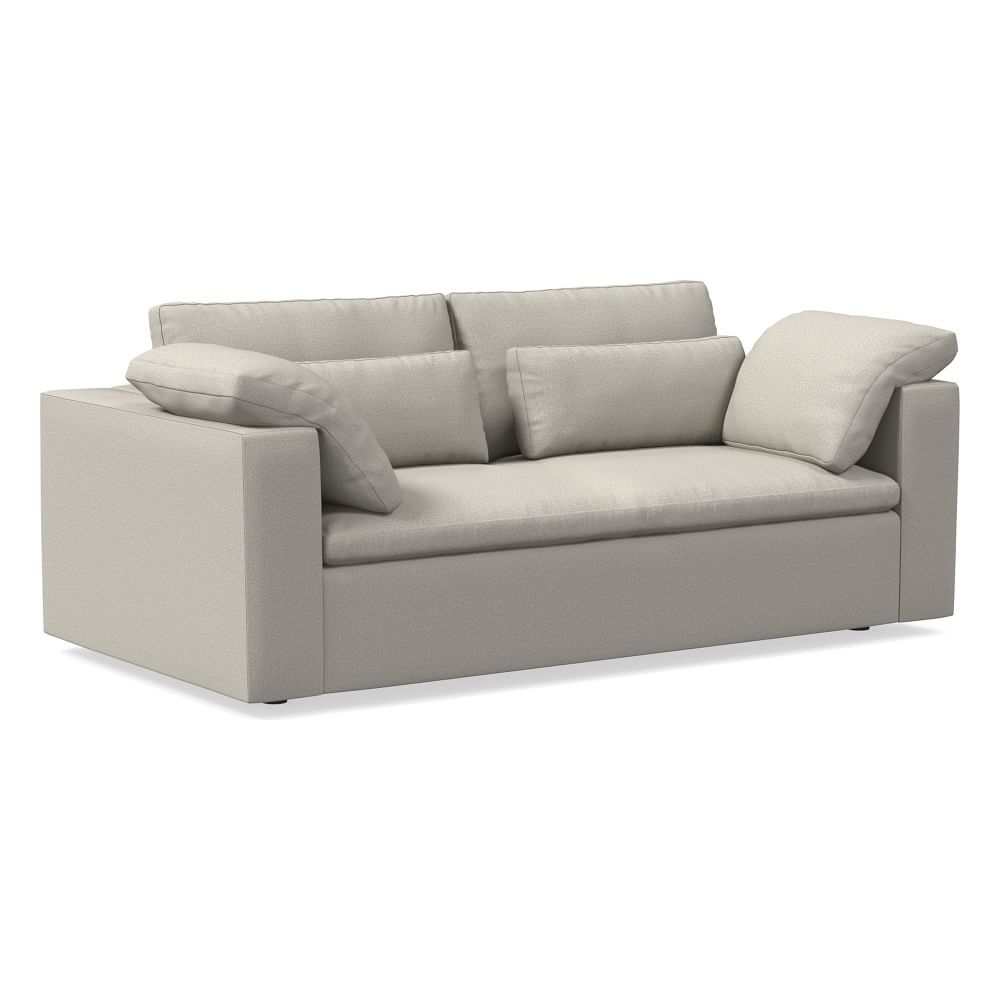 Harmony Modular 82" Bench Cushion Sofa, Standard Depth, Basket Slub, Pearl Gray - Image 0