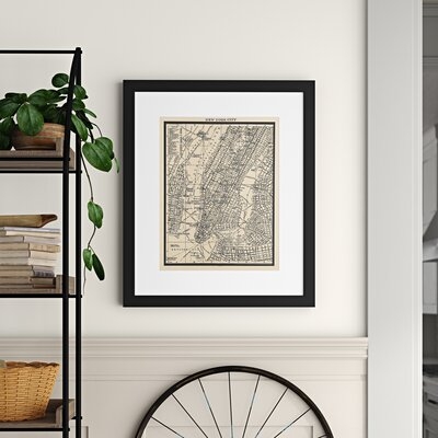 'Vintage New York City Map' by PTM Images - Picture Frame Graphic Art Print on Paper - Image 0