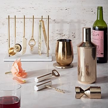 Deco Barware, Bar Tools with Stand, Brass + Marble - Image 3
