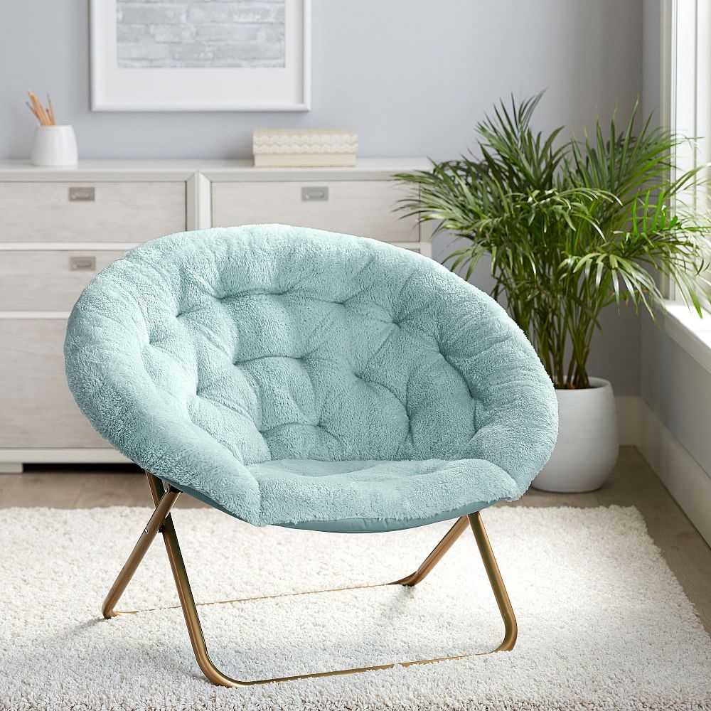 Recycled Cozy Sherpa Hang-A-Round Chair, Turquoise - Image 3