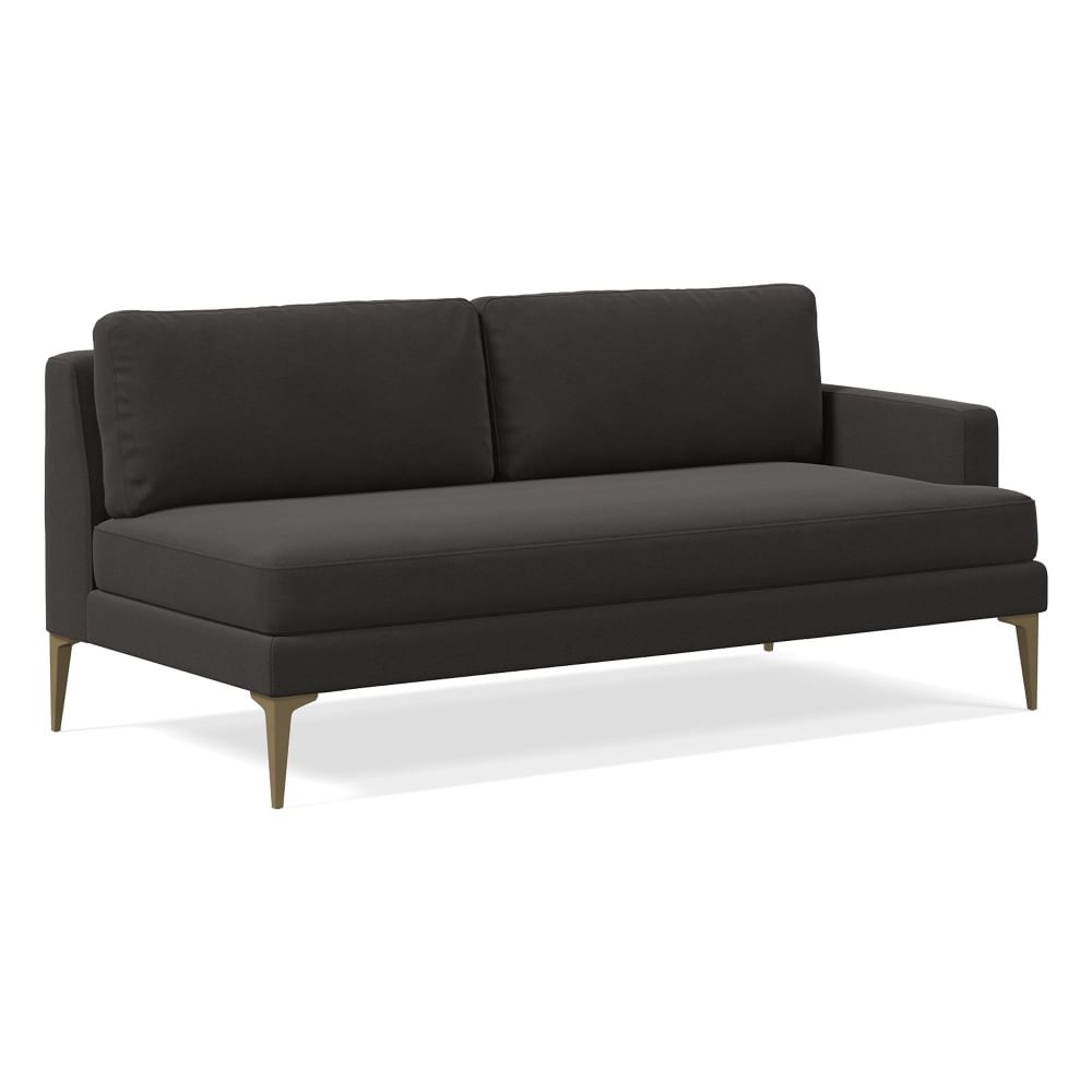 Andes Petite Right Arm 2.5 Seater Sofa, Poly, Performance Velvet, Slate, Blackened Brass - Image 0