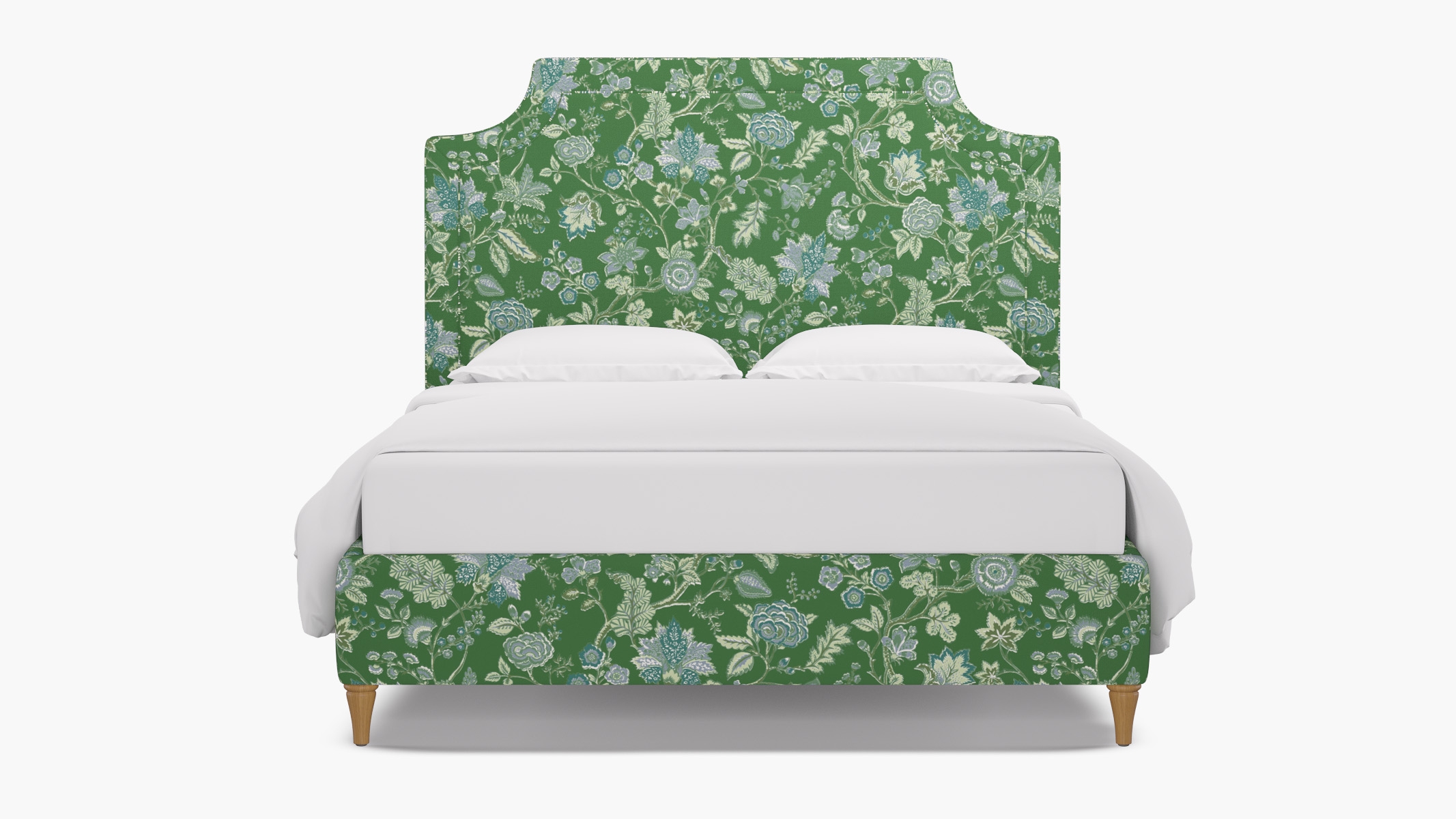 Deco Bed, Green La Vendee, Natural Decorative Tapered Leg, Twin - Image 0