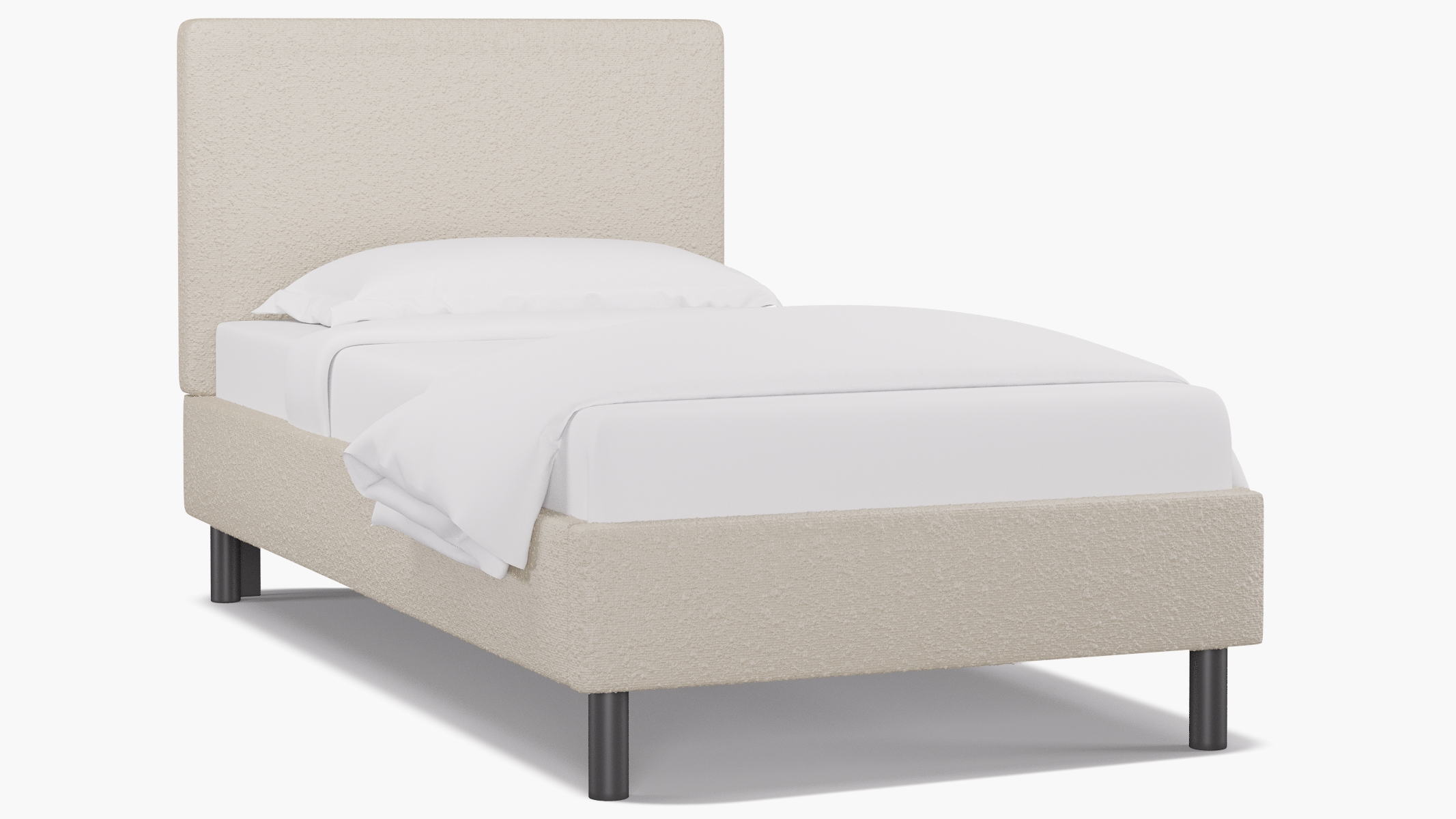 Tailored Platform Bed, Snow Bouclé, Twin - Image 1