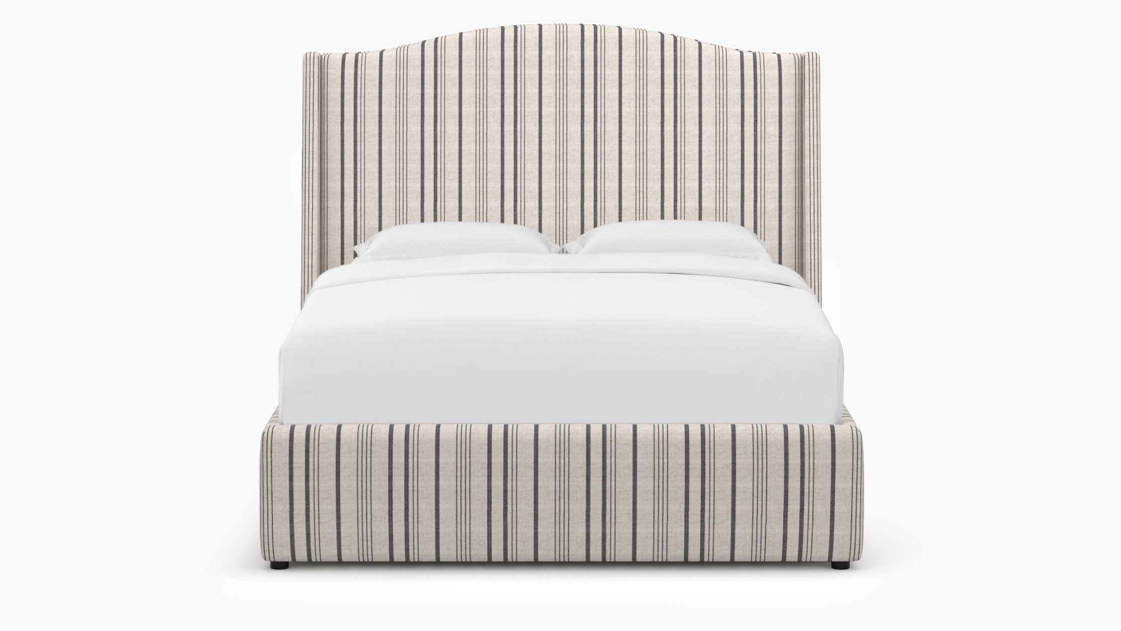 Curved Wingback Bed, Black Market Stripe, Queen - Image 0