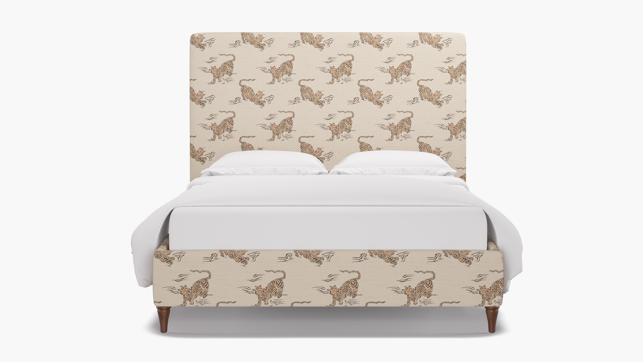 Classic Bed, Canvas Tigresse, Walnut Decorative Tapered Leg, Twin - Image 0