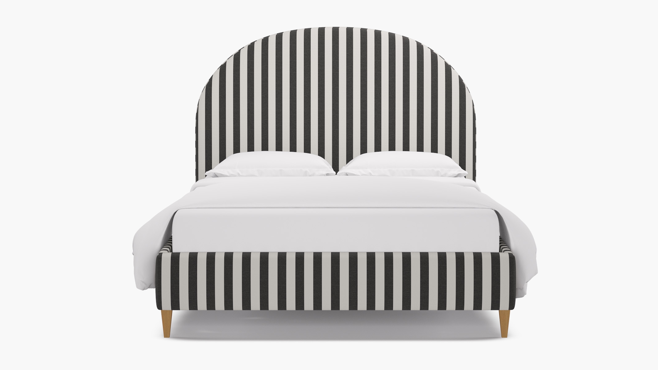 Demilune Bed, Ink Cabana Stripe, Natural Square Tapered Leg, Twin - Image 0