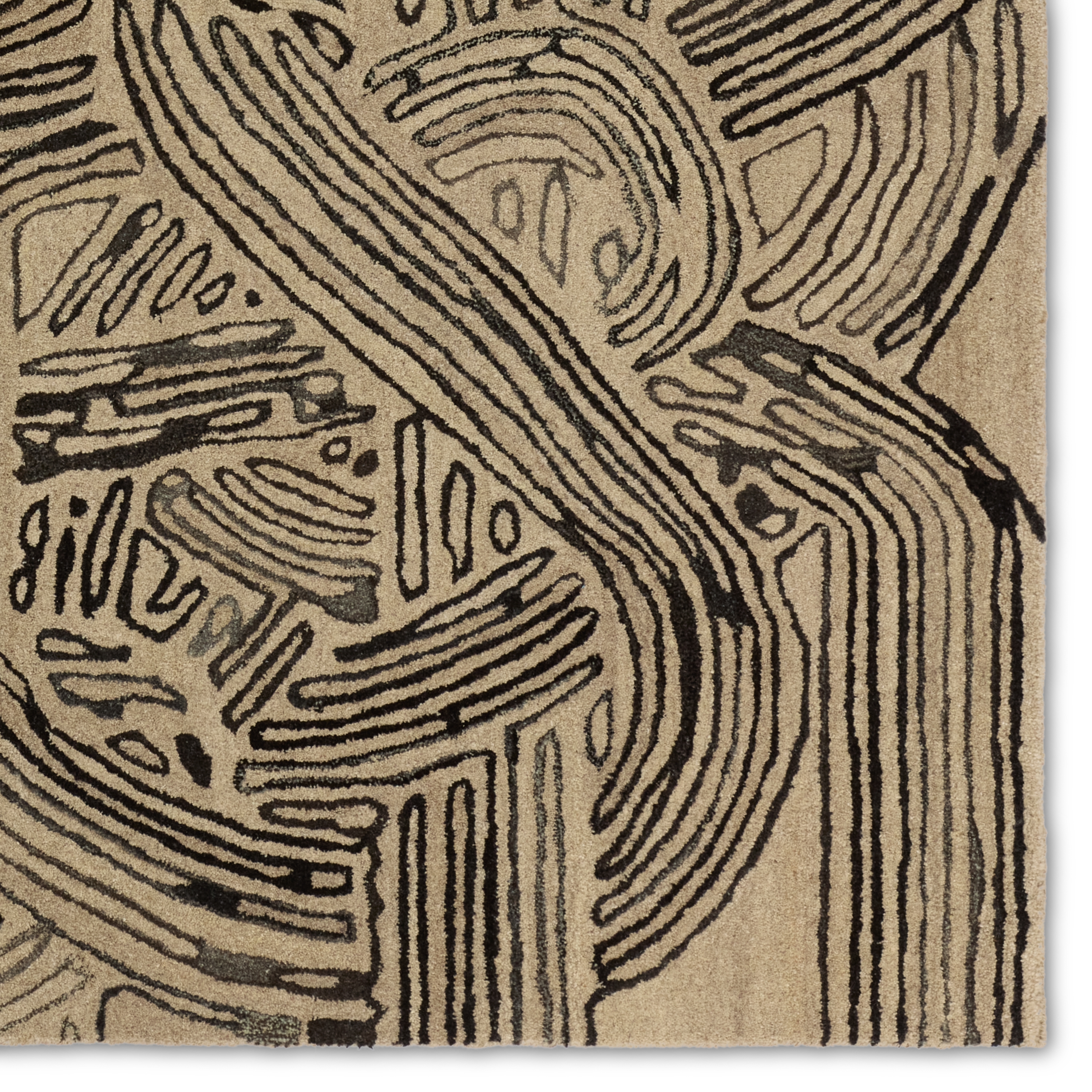 Verde Home by Kathmandu Handmade Abstract Tan/ Black Area Rug (5'X8') - Image 3