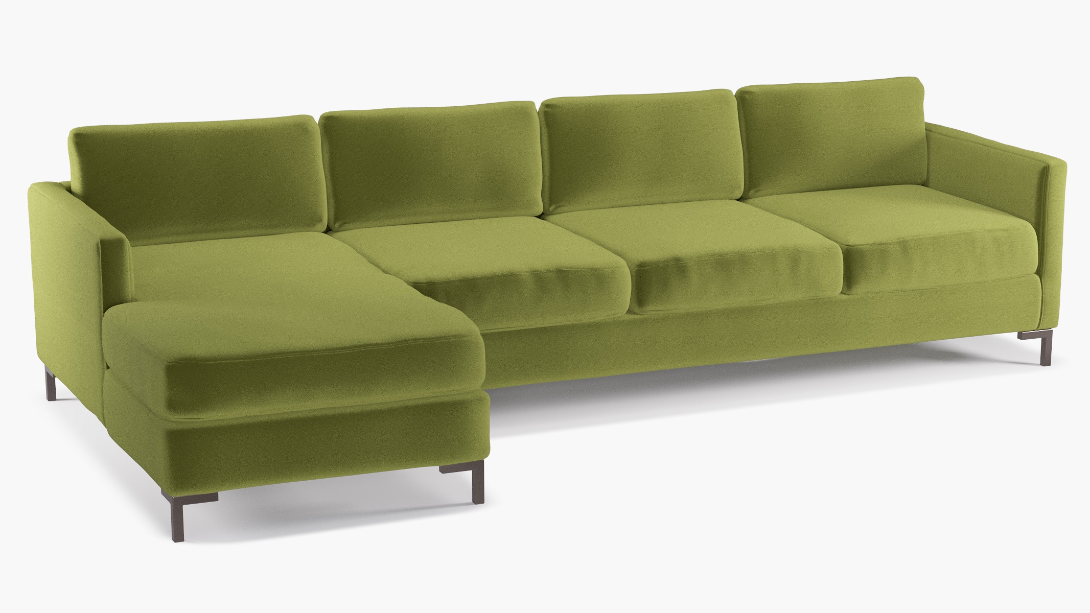 Modern Sectional, Left Facing, Sage Performance Velvet, Bronze L Leg - Image 1