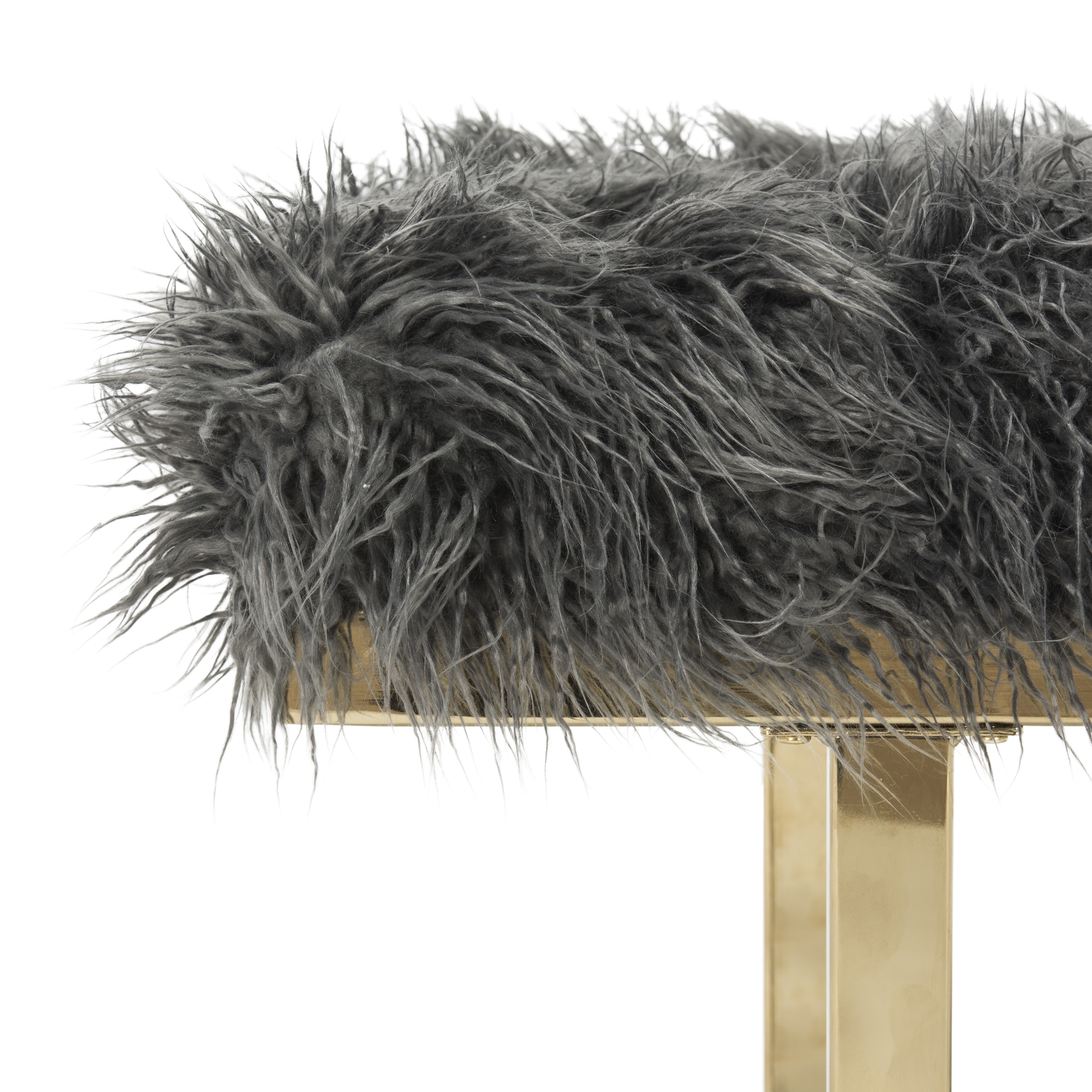 Maia Faux Sheepskin Bench - Grey - Safavieh - Image 6