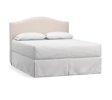 Raleigh Curved Upholstered Low Headboard without Nailheads, Queen, Chenille Basketweave Pebble - Image 2