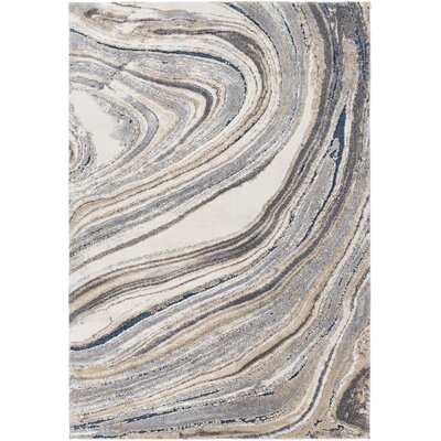 Blandinsville 9' x 12' Abstract Cream/Khaki/Gray Area Rug - Image 0