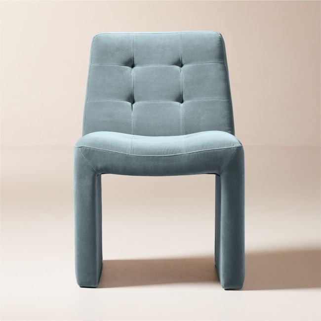 Hank Tufted Light Blue Velvet Dining Chair Set of 4 - Image 0