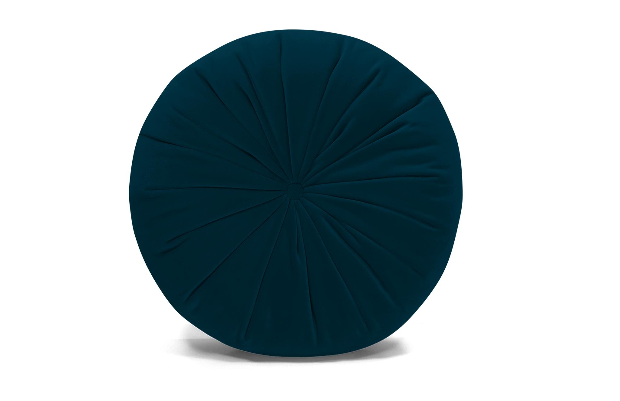 Blue Minka Mid Century Modern Pleated Round Pillow - Key Largo Zenith Teal - Image 0