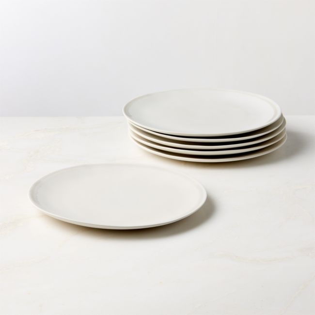 Hyacinth White Dinner Plates with Reactive Glaze Set of 6 - Image 0