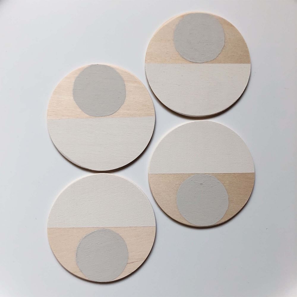 Moonrise Wood Coasters, Gray, Set of 4 - Image 0