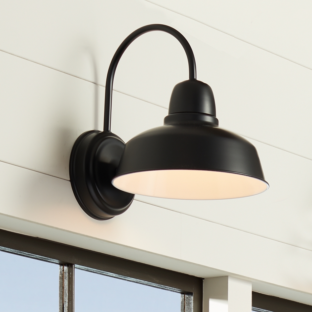 John Timberland Urban Barn 13" High Barn Light Black Finish Sconce - Image 0