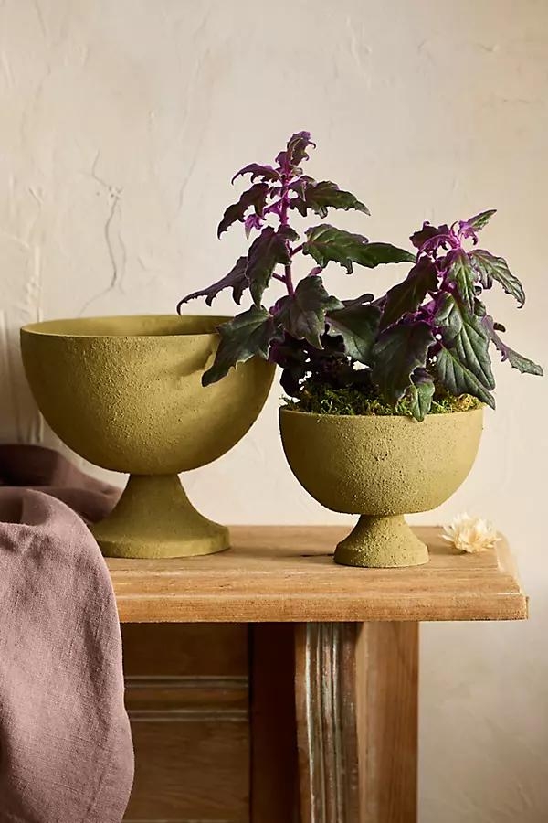 Textured Metal Low Urn Planter - Image 0