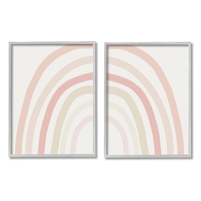 Children's Soft Pastel Rainbow Shape Pink Beige Arches 2 - Piece Graphic Art Set - Image 0