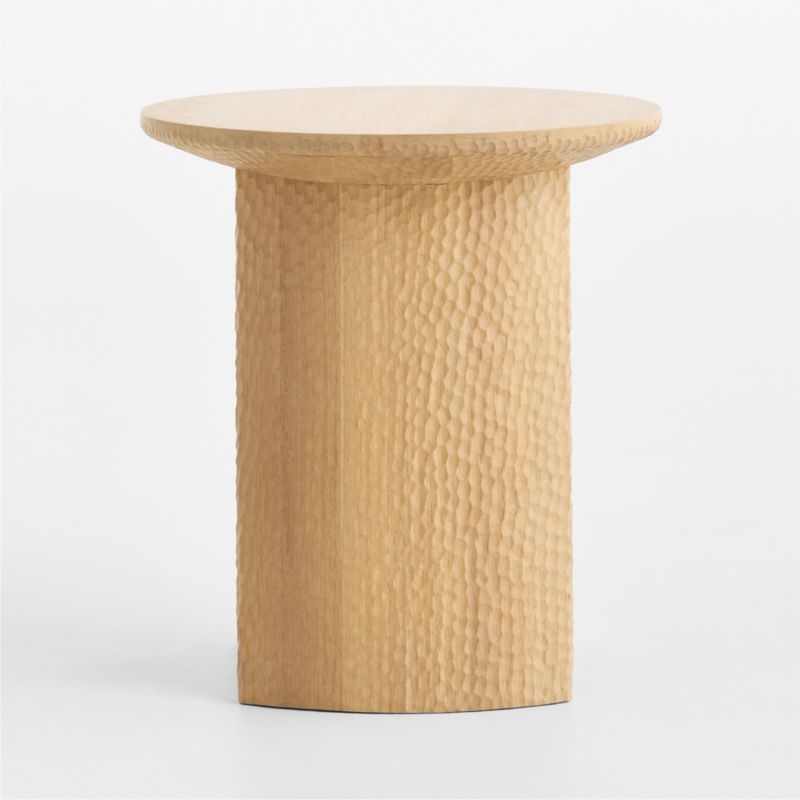 Canberra Carved White Oak 20" Side Table, Set of 2 - Image 5