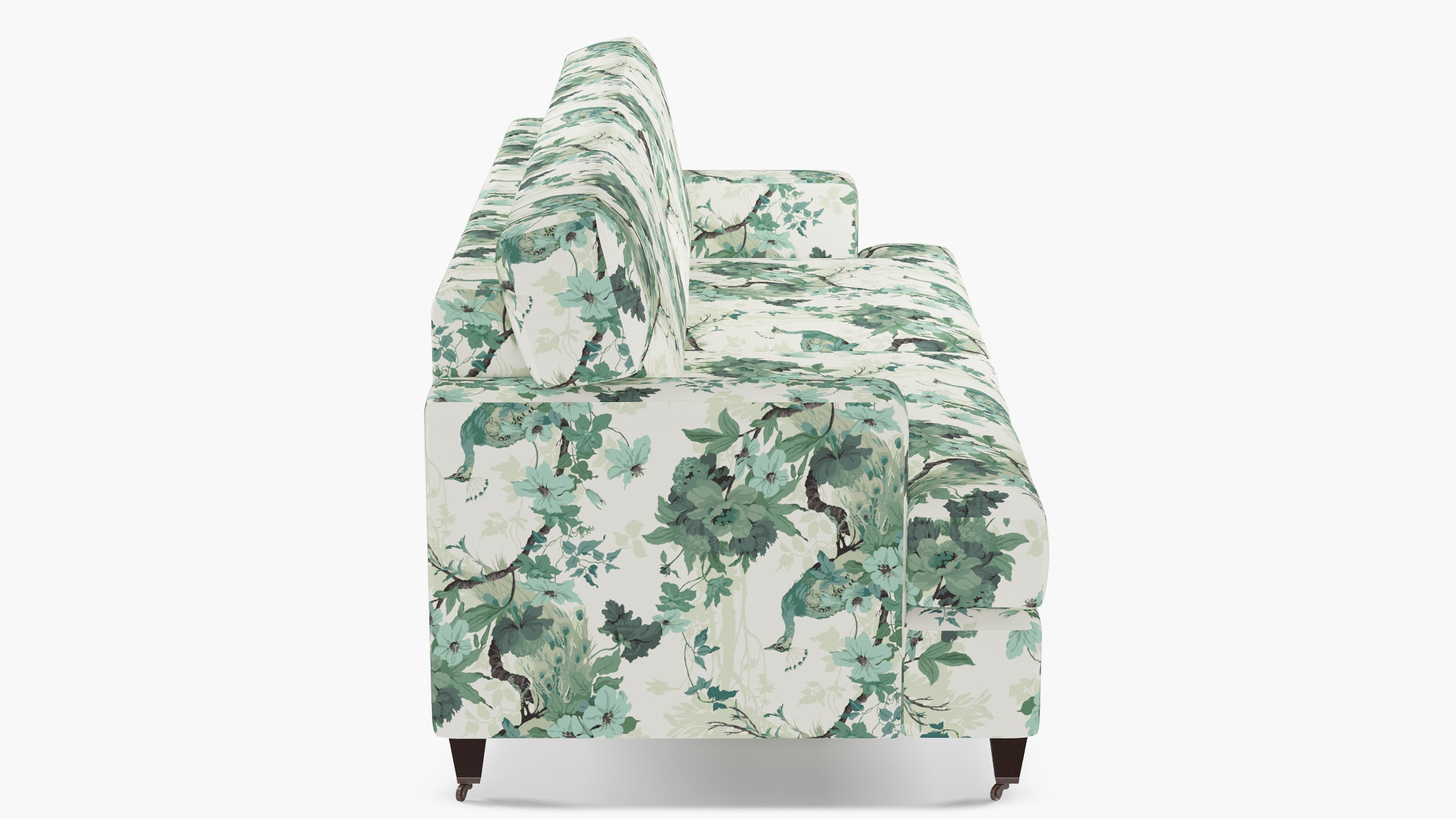 Classic Sofa, Jade Peacock Park, Espresso with Antique Brass Caster - Image 2