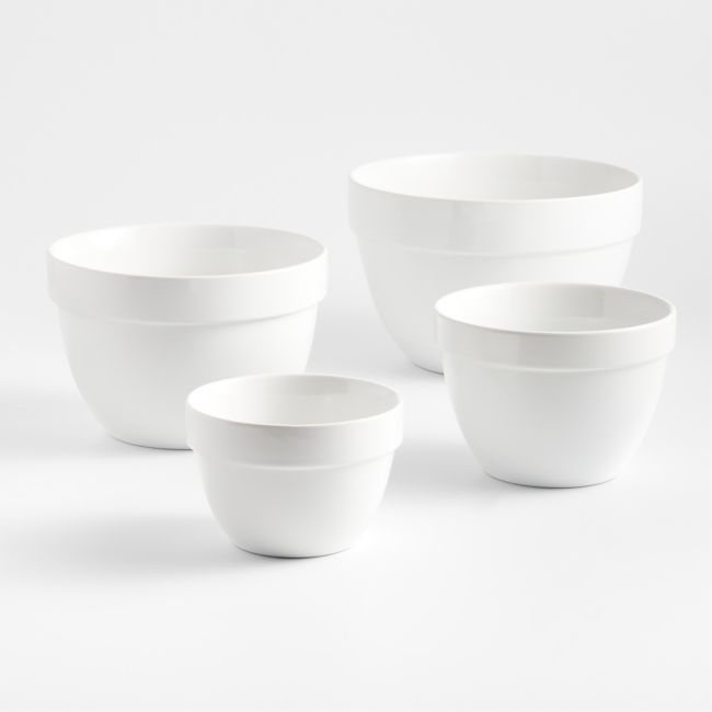 Aspen White Rimmed Ceramic Mixing and Serving Bowls, Set of 4 - Image 0