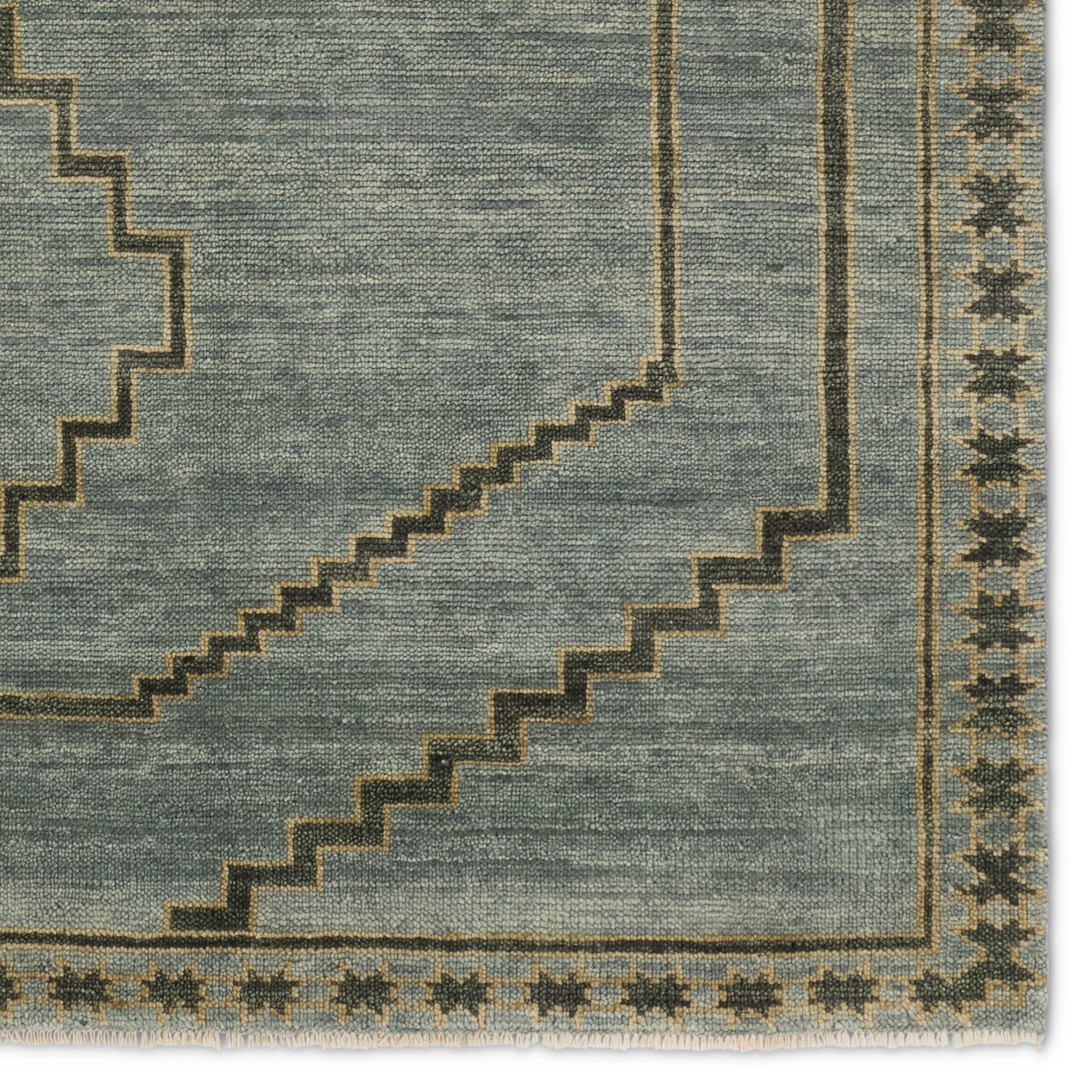Paphos CYP01 Handknotted Medallion Blue and Tan Area Rug (6'x9') - Image 3