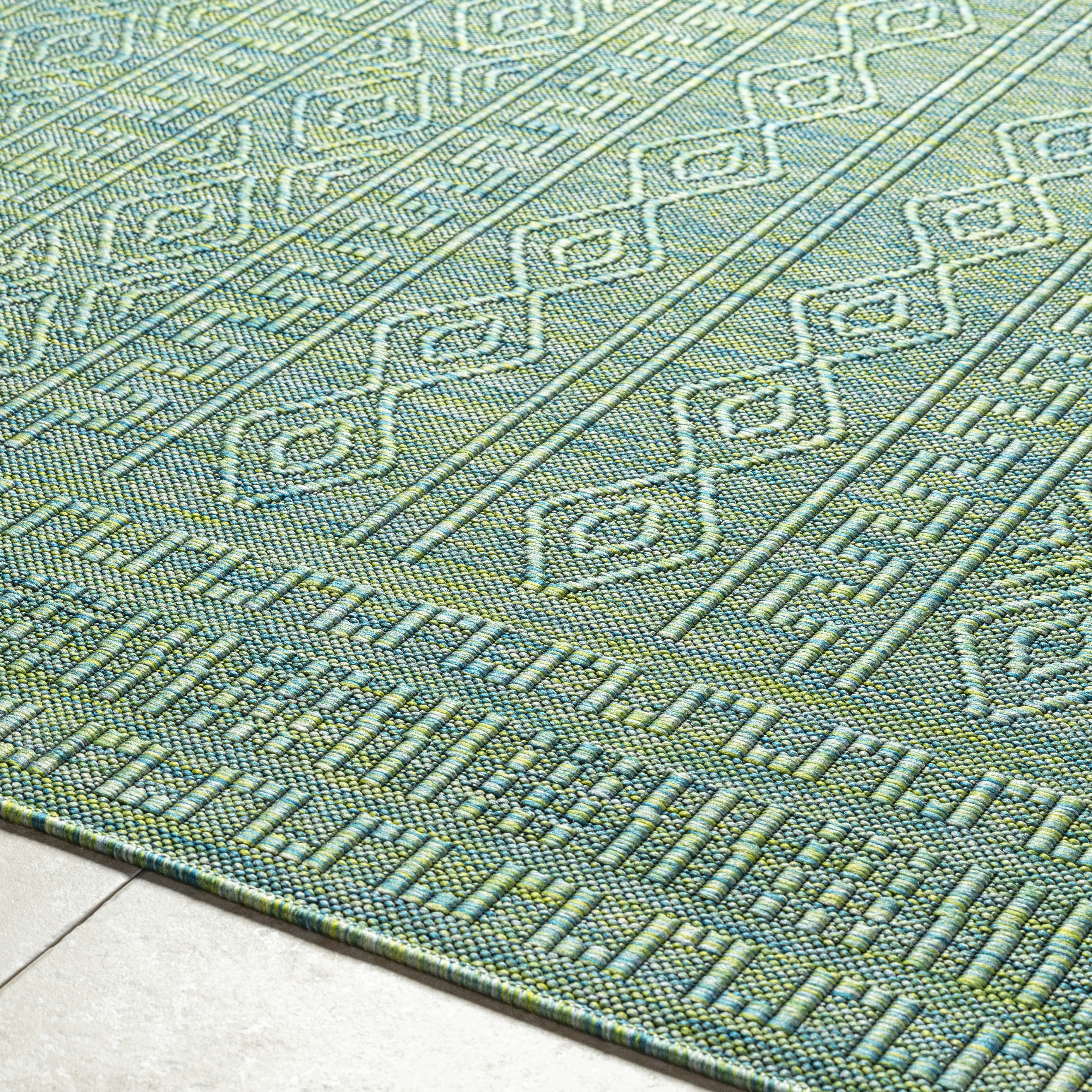Terrace Green Outdoor 9'2" x 12' Machine Woven Rug - Image 2