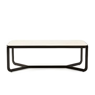 Mina Collection White Marble and Antique Bronze 48 Inch Rectangle Coffee Table - Image 2