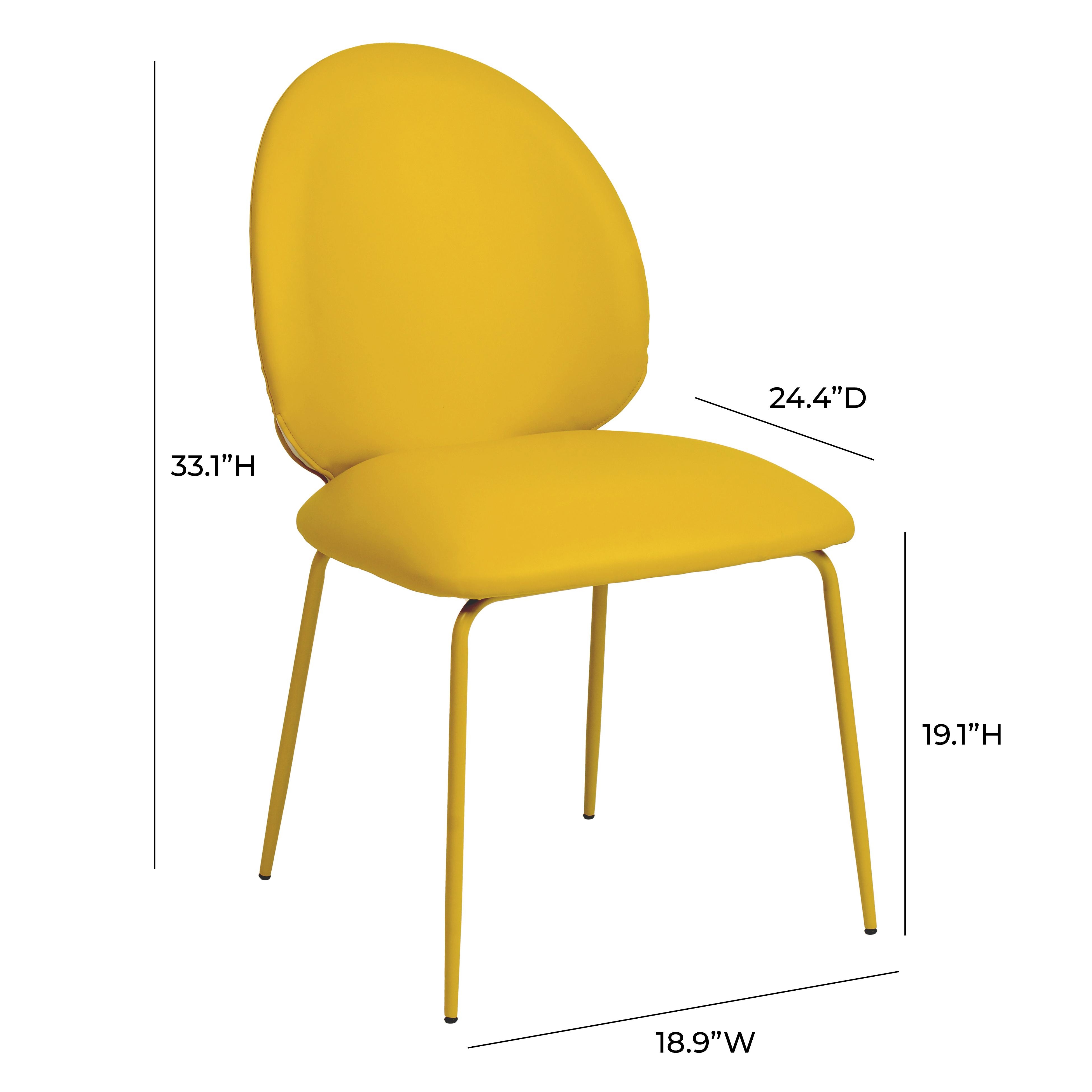 Lauren Yellow Vegan Leather Kitchen Chairs - Set of 2 - Image 4