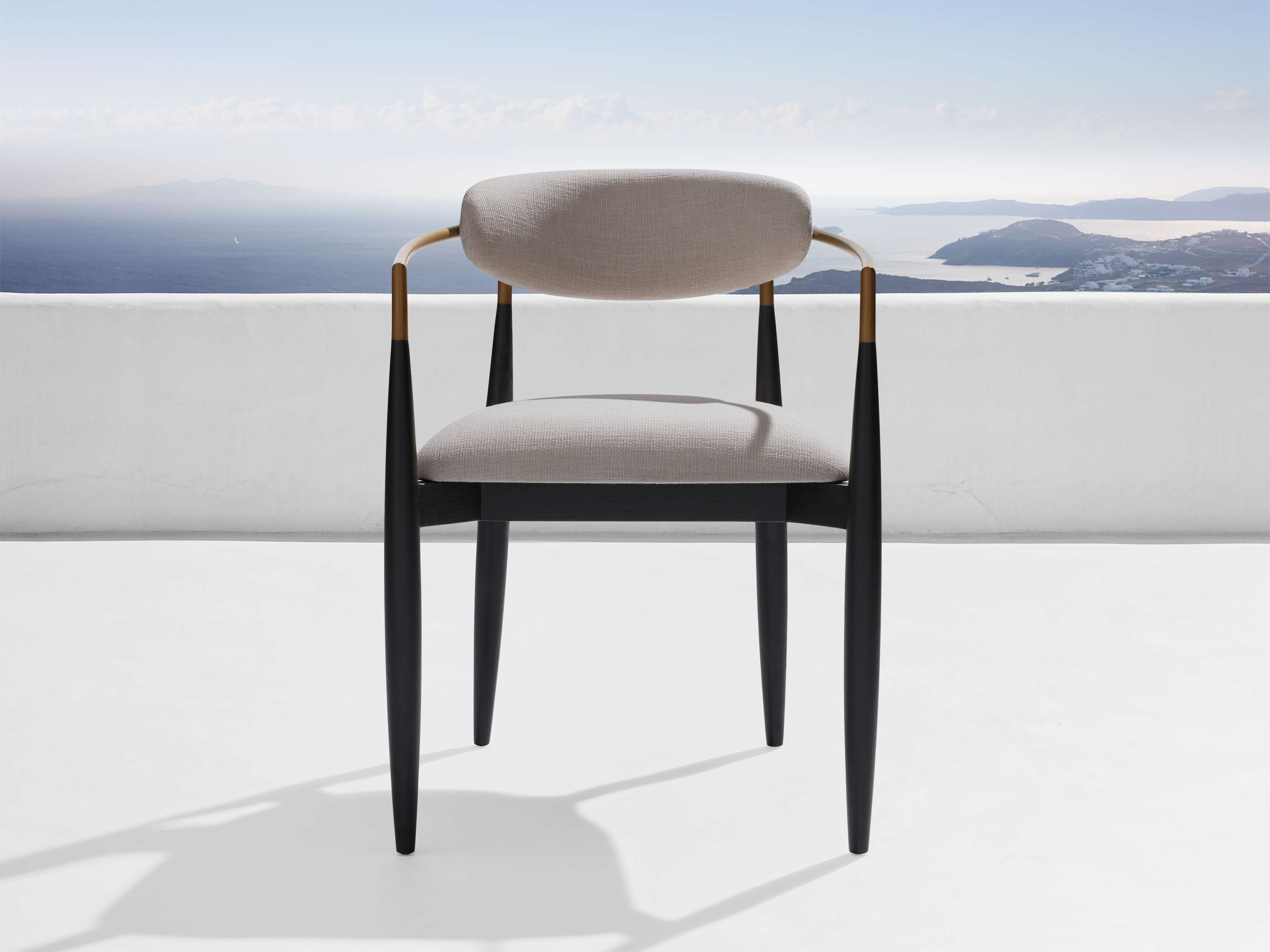 Jagger Outdoor Dining Arm Chair in Upholstered Natural - Image 0