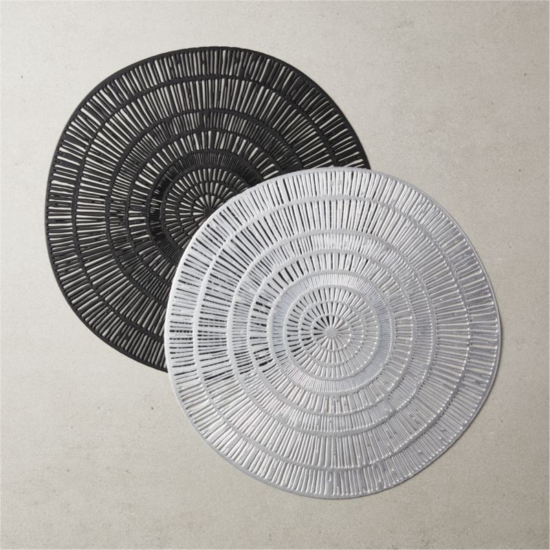 Doodle Black Round Plastic Placemat - Image 2