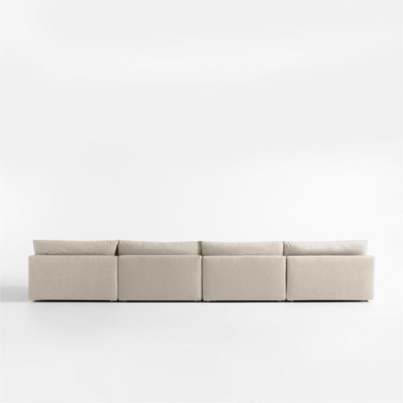 Unwind Modular 4-Piece U-Shaped Slipcovered Sectional Sofa with Double Chaise Lounge - Image 4