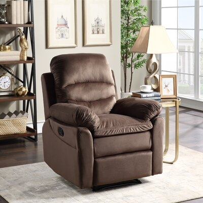 Recliner Chair With Padded Seat - Microfiber Home Theater Seating - Manual Reclining Sofa For Bedroom & Living Room - Image 0